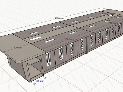 Modern Office Conference Table With Spacious Surface And Multiple Storage Cabinets 3d model