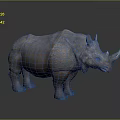 Realistic Rhinoceros 3D Model Standing With Detailed Skin Texture And Gray Background