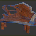 Artistic Orange Wooden Leisure Chair Featuring Unique Hollowed Out Natural Shape Design