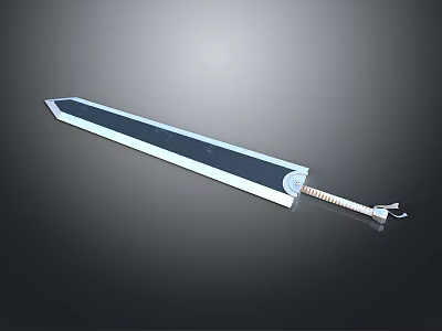 3D Rendered Long Metal Sword With Shiny Blade And Wrapped Hilt Design 3d model