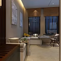 Modern Hotel Room Interior Design With Sofa Coffee Table And Wall Paintings