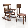 Wooden Rocking Chair with Armrest and Simple Straight Leg Chair Design
