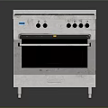 Stainless Steel Kitchen Appliance Gas Range With Multiple Burners And Oven Rack