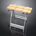 Portable Folding Table With Wooden Top And Metal Frame For Home Use