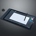 Digital Drawing Tablet with Stylus Pen Screen Displaying Blank Canvas Color Palette and Art Tools