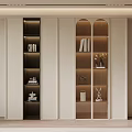 Modern Minimalist Bookcase With Glass Doors And Shelves Holding Books Decorative Items
