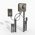 Heavy Duty Industrial Equipment Featuring Control Box Sensors Metal Rods and Connecting Wires