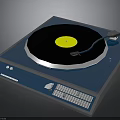 Modern Blue Electronic Turntable With Black Vinyl Record Tonearm And Control Panel