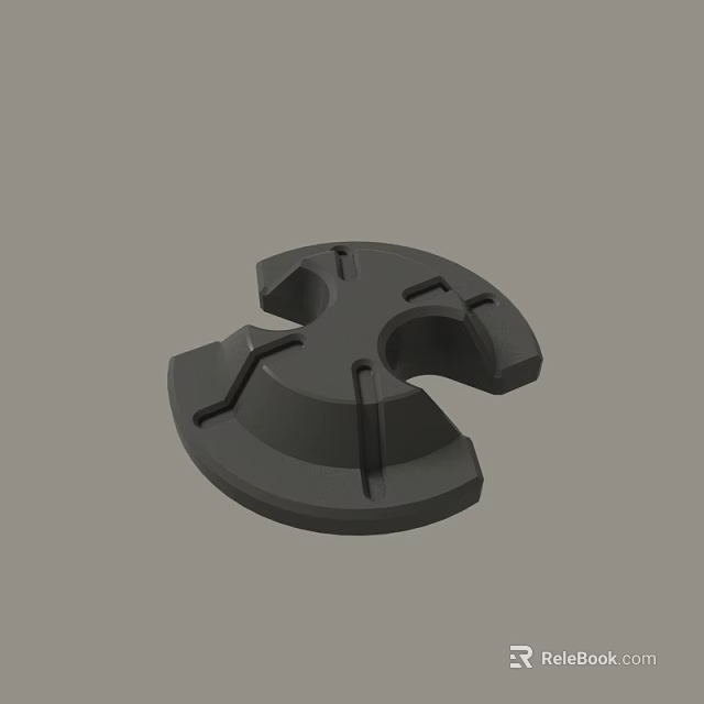 Gray Mechanical Industrial Component With Holes And Grooves Structural Design 3d model 