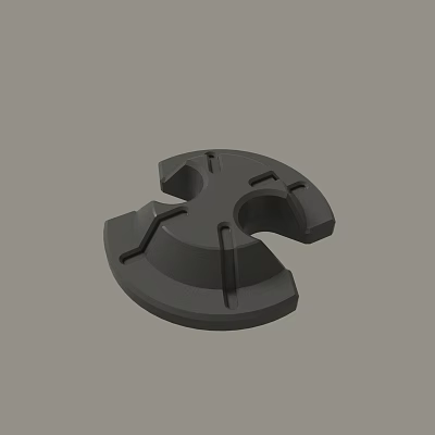 Gray Mechanical Industrial Component With Holes And Grooves Structural Design 3d model