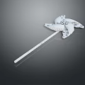 White Pinwheel Toy With Long Stick Hollow Pattern Blades And Decorative Design