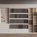 Modern Cabinet Collection Display Shelves Featuring Multi-layer Racks Drawers And Light Color Design