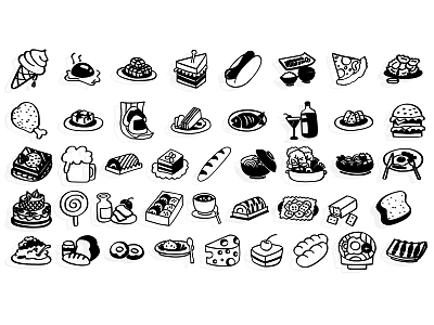Colorful Food Themed Wall Decor With Cartoon Icons Of Various Snacks And Meals 3d model