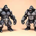 Armored Gorilla Characters With Muscular Build And Protective Armor Design 3d model