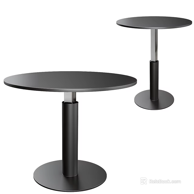 Modern Black Round Bar Tables With Sleek Metal Base And Circular Tabletop Design 3d model