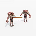 Game Movie Monster Character With Red White Textures Muscular Body And Long Limbs