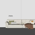 Modern Beige Multi Seater Sofa With Soft Throw Pillows And Cozy Knit Blanket