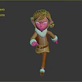 Female Elf Character With Red Hair Orange Pants And Brown Coat Running