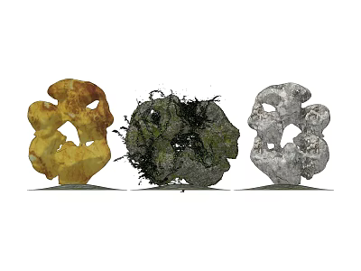 Stone Wood Decorative Artworks Featuring Hollow Shapes And Natural Textures 3d model