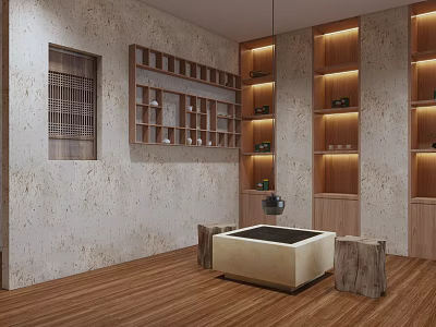 Qui Ji Tea Shop Tea Room Homestay Tea House Tea Tasting Area Tea Cabinet Tea House Winery 3d model