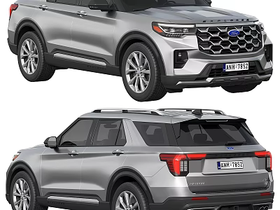 Silver SUV Front And Rear View Exterior Design With Grille And Tail Lights 3d model