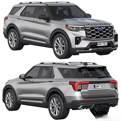 Silver SUV Front And Rear View Exterior Design With Grille And Tail Lights 3d model