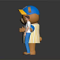Cartoon Bear In Blue Cap Striped Shirt With Blue Claws Text Next To Human Figure
