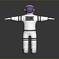 Game Movie Character Astronaut White Spacesuit With Purple Helmet Visor Chest Display Screen Arms Outstretched