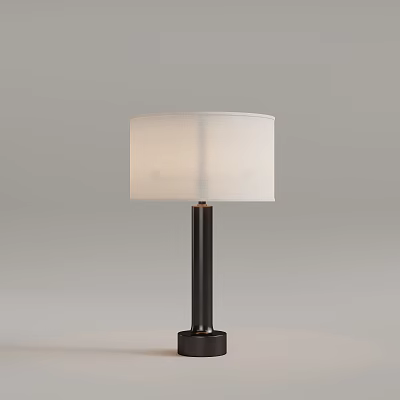 Modern Table Lamp With White Fabric Shade And Black Cylindrical Base 3d model