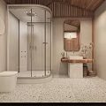 Cozy Natural Wooden Hotel Guest Room With Twin Beds And Beautiful Outdoor Landscape View