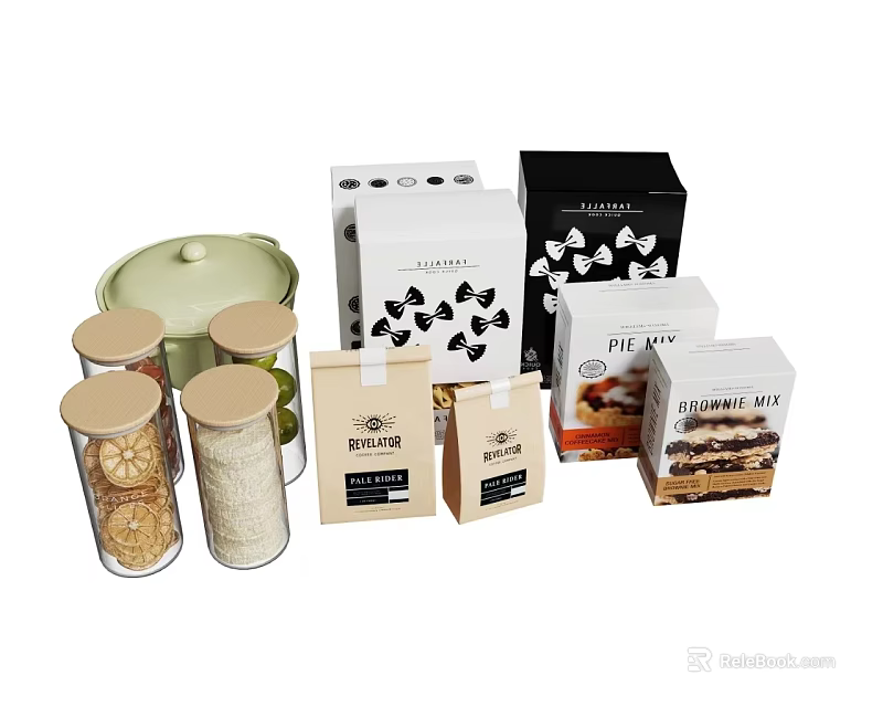 Decorative Ornament Set with Various Shapes Boxes and Jars for Home Decoration 3d model 