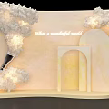 Floral Installation Featuring Orange Flowers Swing Archway Steps And Butterfly In Wonderful World Theme