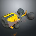Yellow Hex Marked Vehicle With Large Wheels And Robust Industrial Structure 3d model