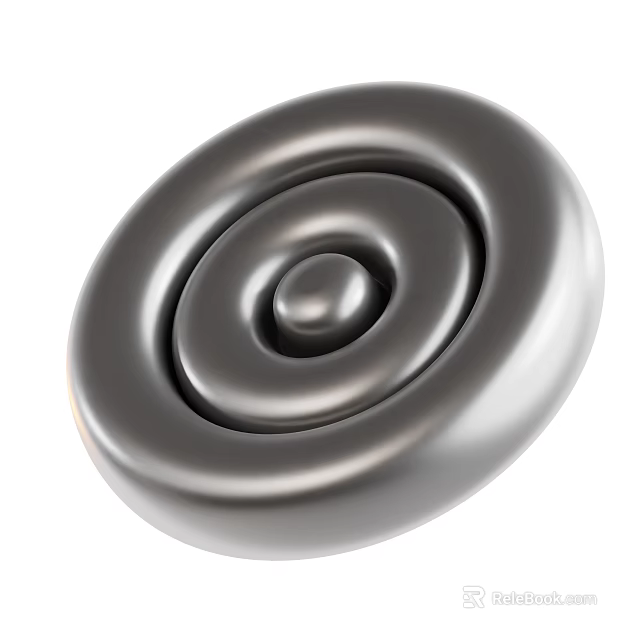 Industrial Circular Metal Mechanical Component With Concentric Rings And Smooth Surface 3d model 
