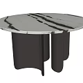 Modern Dining Table With White Marble Tabletop Black Veins And Black Curved Legs