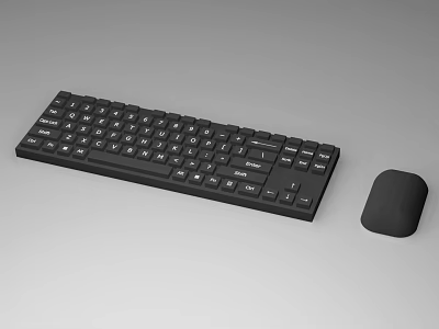 Black Slim Wireless Keyboard and Mouse Combo for Computer Use 3d model
