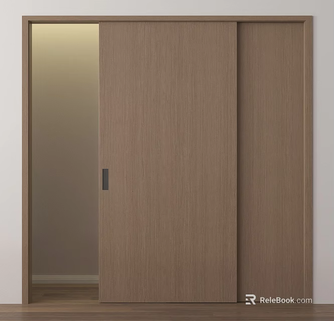 Modern Wooden Double Doors With Smooth Surface And Interior Design 3d model