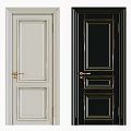 Modern Style Swing Doors with Light and Black Colors and Golden Handles