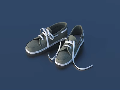 Gray Canvas Casual Shoes With White Laces And White Soles For Daily Wear 3d model