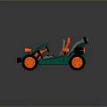Green Toy Car With Open Top Design Orange Wheels Black Accents And Headlights