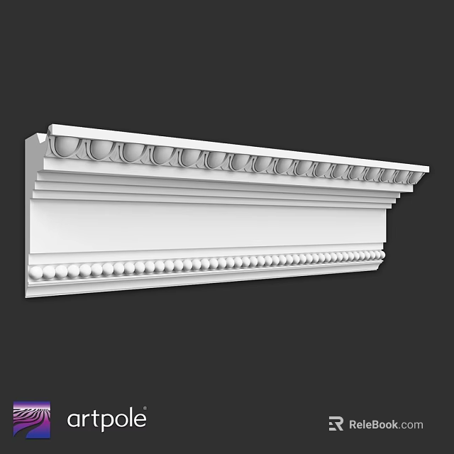 Decorative White Architectural Component Featuring Multi layered Structure And Circular Ornaments 3d model 