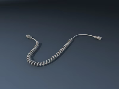 Essential Gray Coiled Telephone Cable Accessory for Daily Electrical Appliances Use 3d model