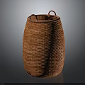 Pet Designed Orange Woven Basket with Handles on Dark Gradient Background