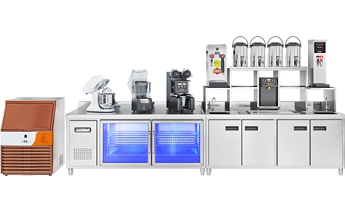 Milk tea shop equipment full set of water bar console 3d model