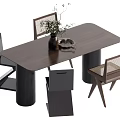 Quiet wind table and chair combination 3d model