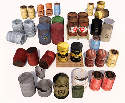 Oil Barrel Gasoline Barrel Paint Barrel Raw Material Barrel Plastic Barrel Iron Barrel Big Iron Barrel Oil Barrel Iron Barrel 3d model