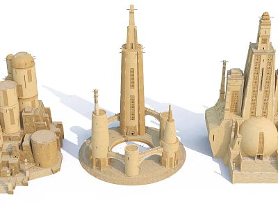 Intricate Religious Faith Architecture Models with Spires Domes and Towers 3d model