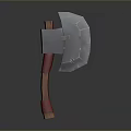 Medieval Style Axe With Wooden Handle Red Straps And Metal Head