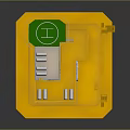 Yellow Industrial Equipment Platform with Cylindrical Structures Top Equipment and Ladder