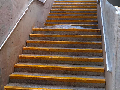 Yellow Concrete Stairs With Side Railings And Outdoor Wear Resistant Steps 3d model